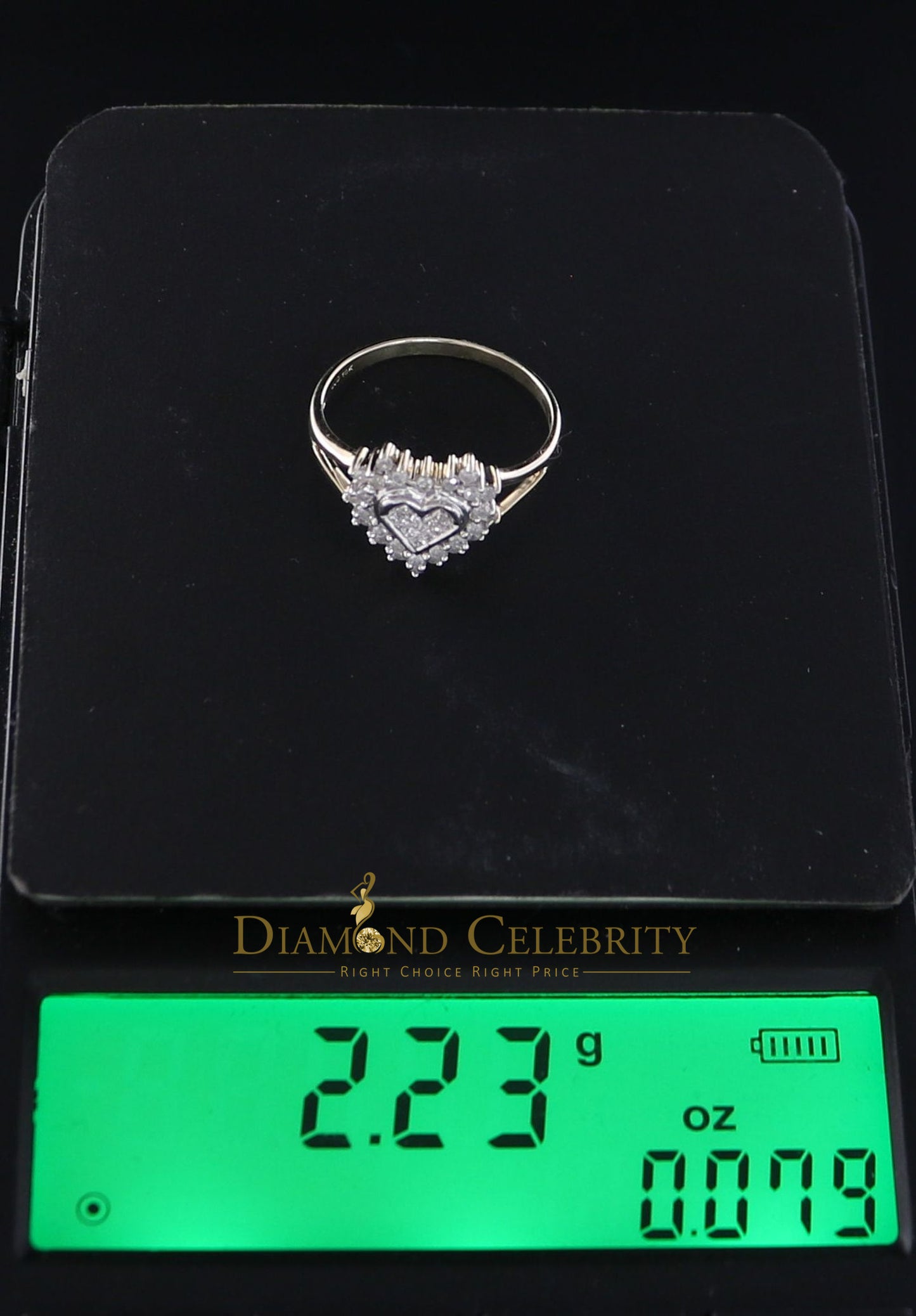 DiamondCelebritees Yellow Real 10 KTGold with 0.33 CT Real Diamond Heart Shape Womens Ring SZ 6.5