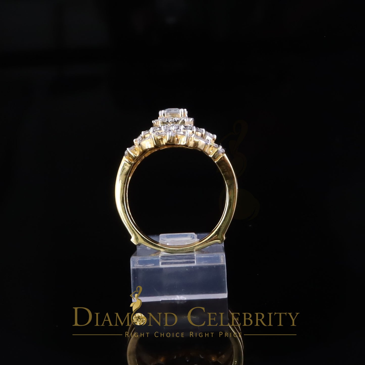 DiamondCelebritees 2.00ct Moissanite Marquise Yellow Radiant Round Cut 925 Silver Women Ring Sz 7