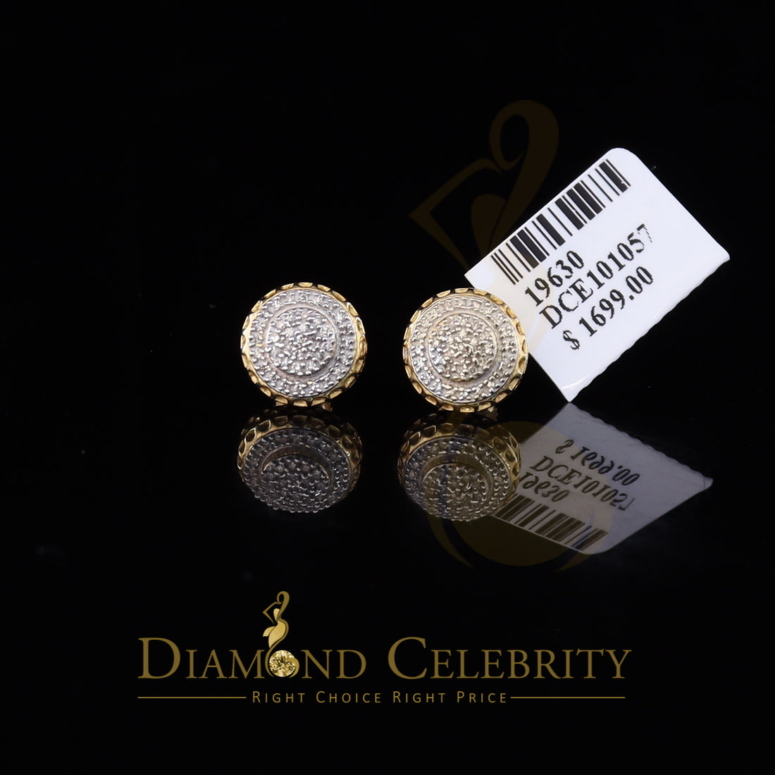 DiamondCelebritees10K Real Yellow Gold w/Real 0.33CT Diamond Men's/Women's Stud Earring