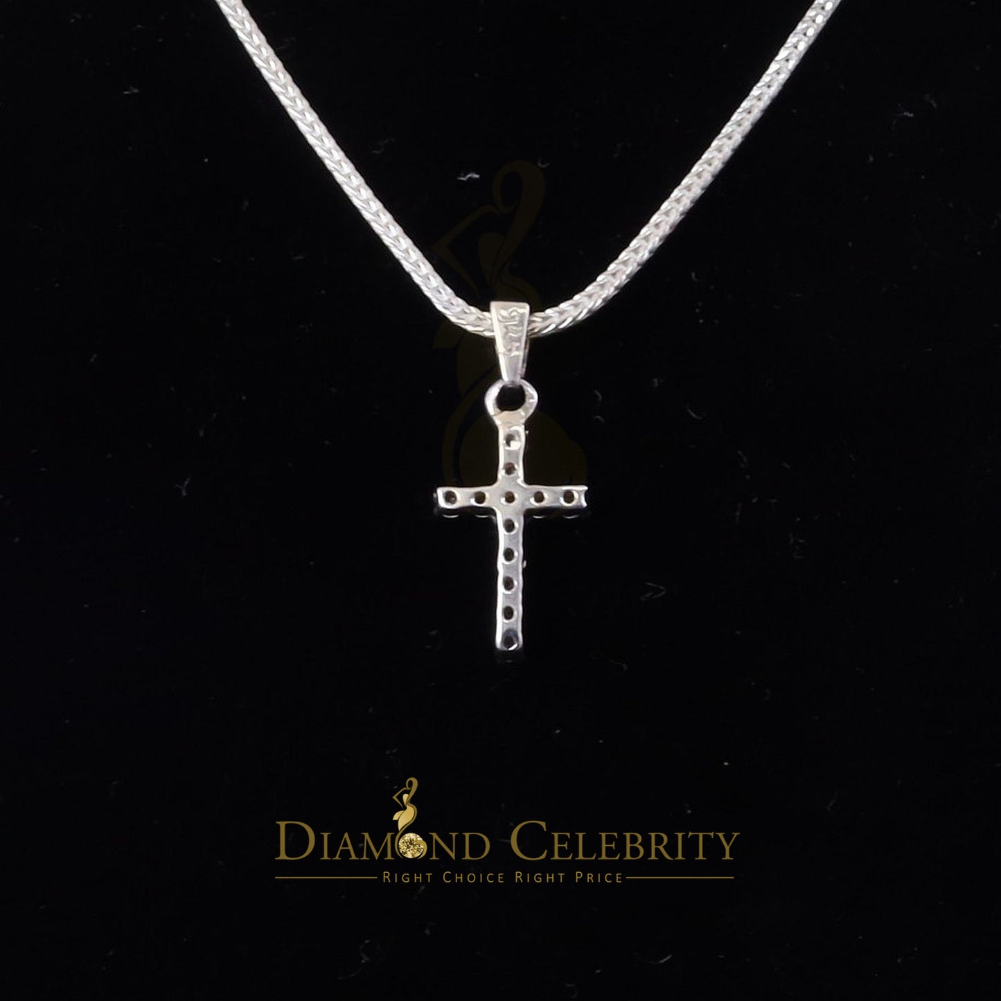 DiamondCelebritees Promise White CROSS Shape Pendant Sterling Silver 0.48ct Cubic Zirconia Stone