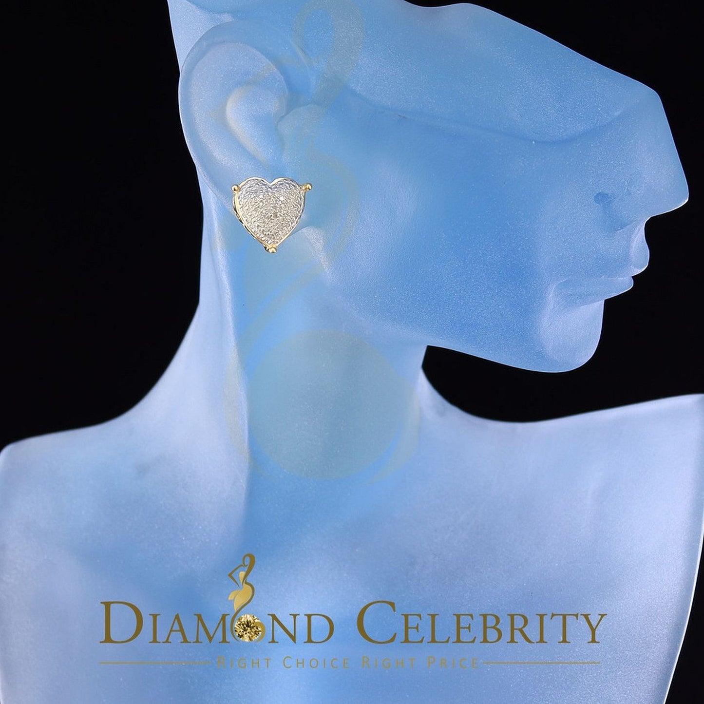 DiamondCelebritees Style Heart 925 Yellow Silver 0.25ct Diamond Women's & Men's Fashion Earrings