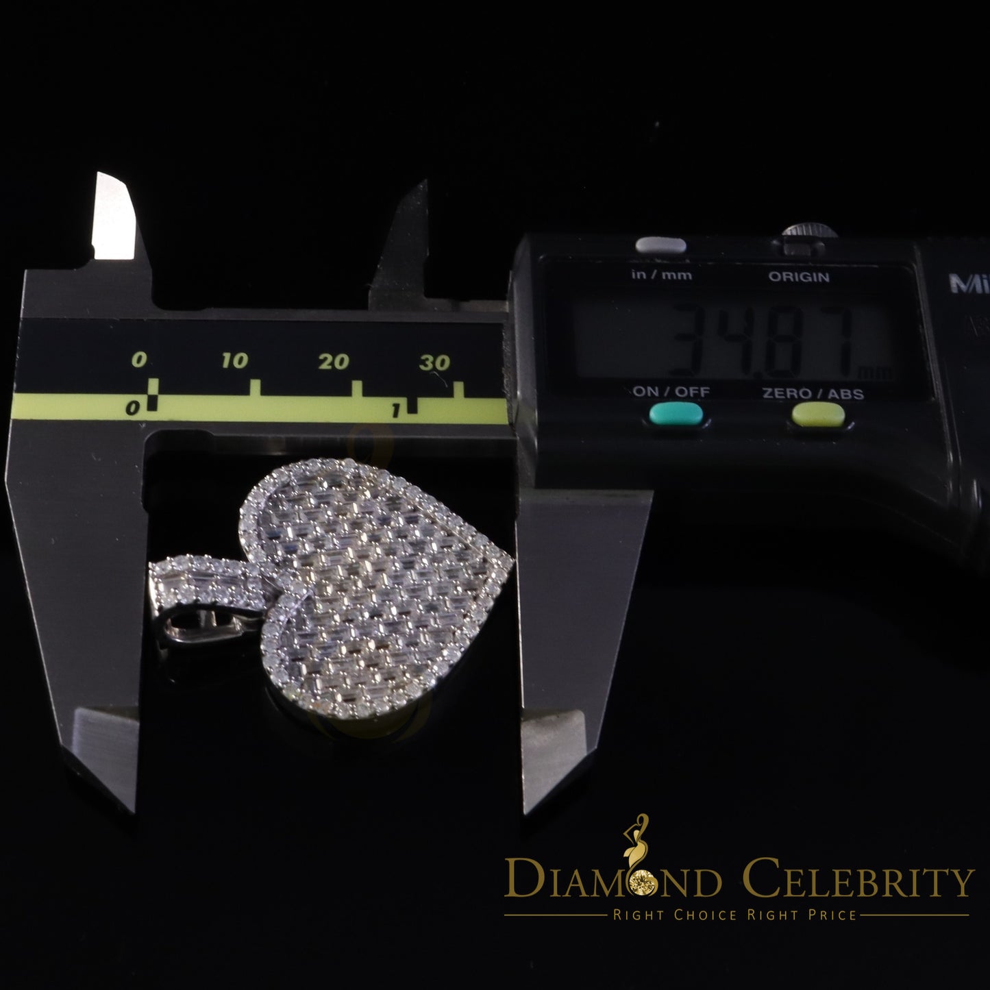 Diamondcelebritees 925 White Silver 6.50ct VVS D Clr. Moissanite Bagutte Heart Pendant Women's