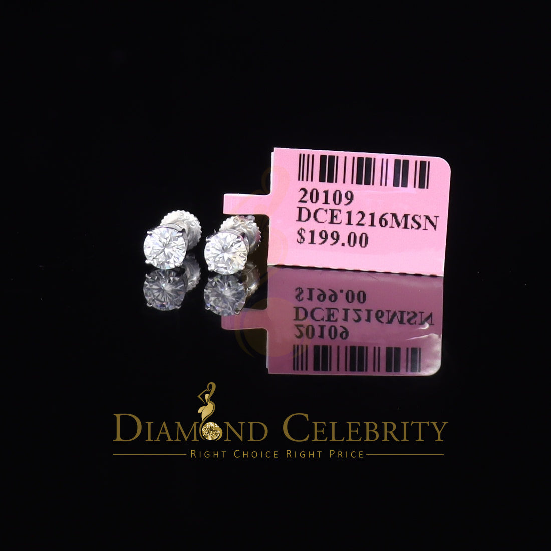 Diamondcelebritees Men's & Women's 925 Silver White 0.66ct VVS 'D' Color Moissanite Stud Earrings