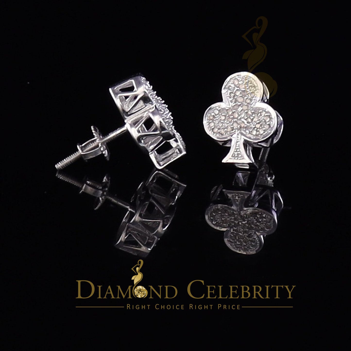 DiamondCelebritees 0.20ct Diamond 925 Sterling White Silver Women's & Men's Club Suit Earrings
