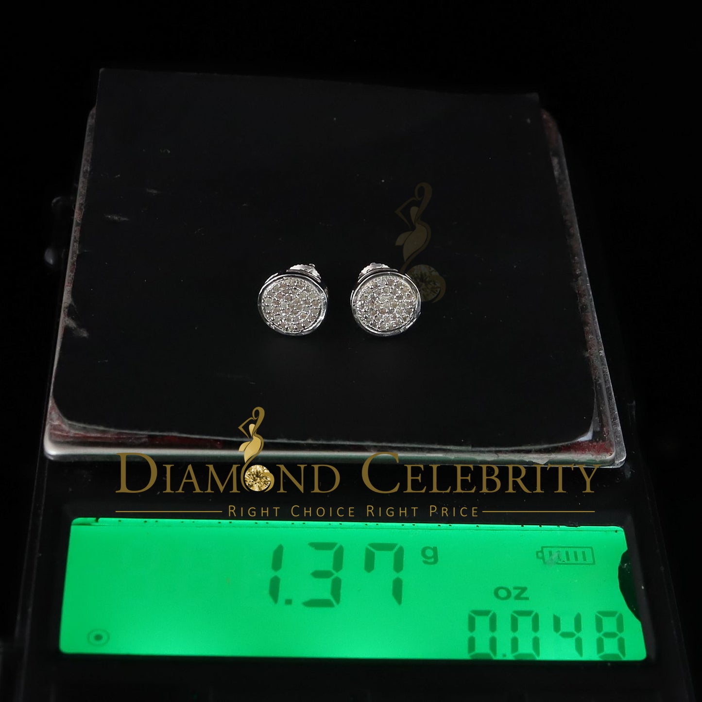 DiamondCelebritees 925 White Silver Hip Hop 0.15ct Diamond For Men's & Women's Round Stud Earrings