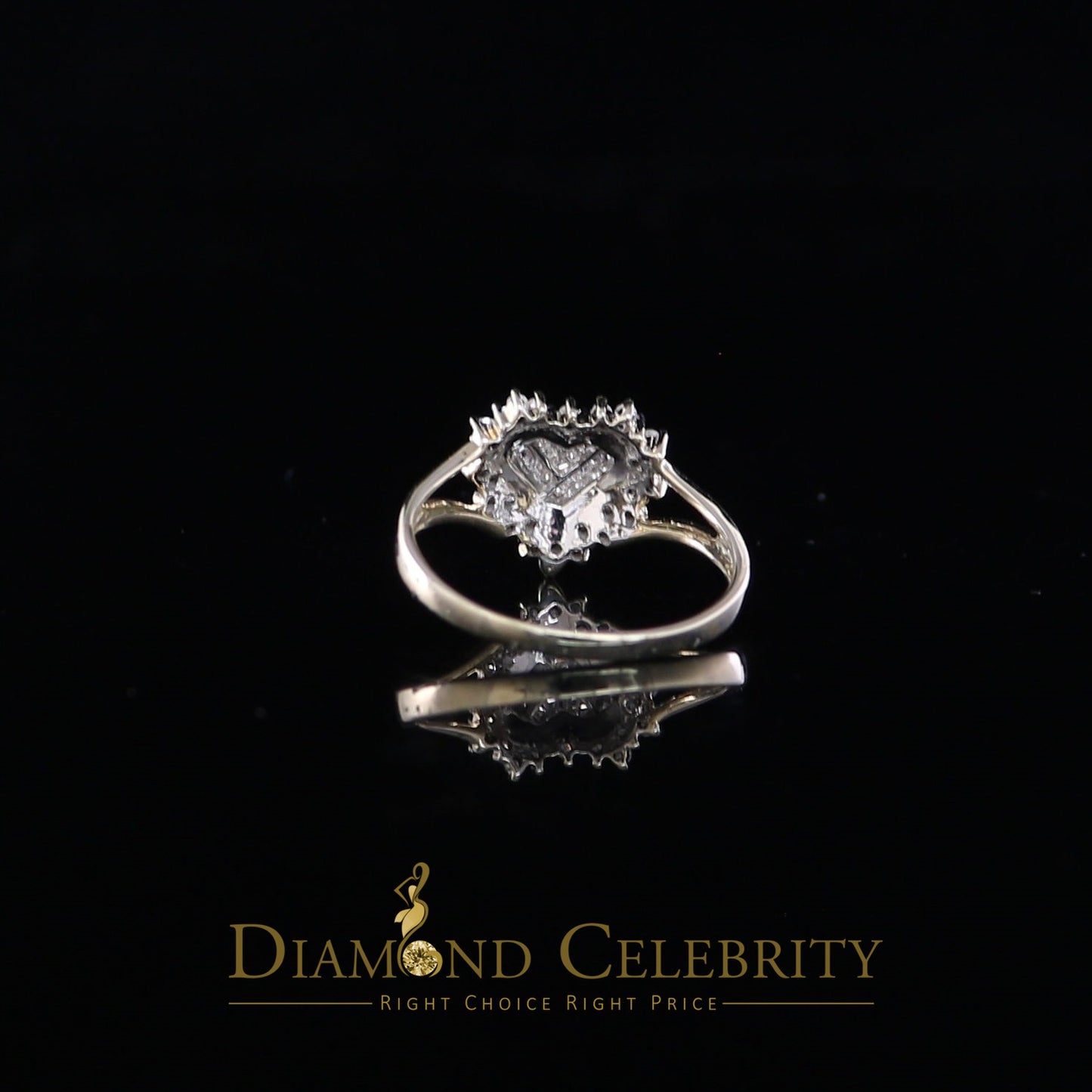 DiamondCelebritees Yellow Real 10 KTGold with 0.33 CT Real Diamond Heart Shape Womens Ring SZ 6.5
