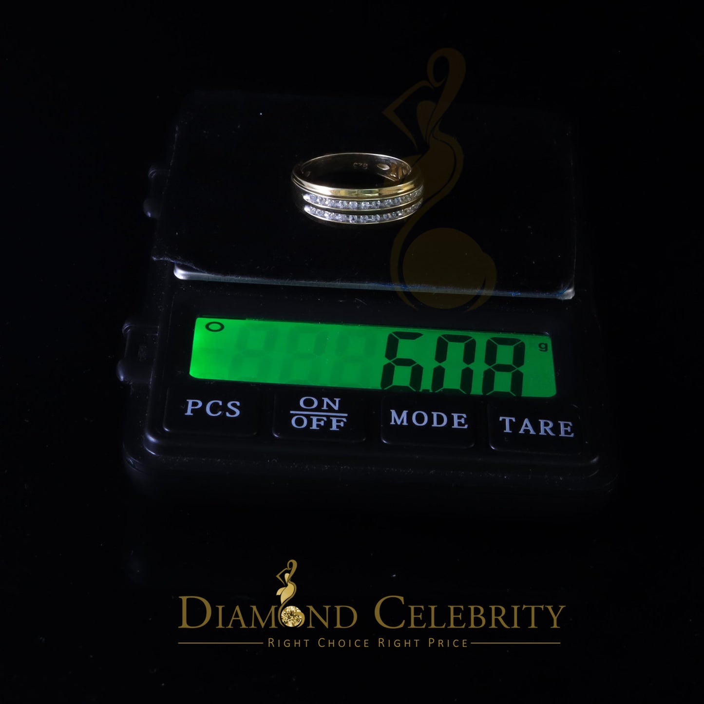 DiamondCelebritees Men's 0.50ct Cubic Zirconia Yellow 925 Sterling Silver Round Ring Size 10