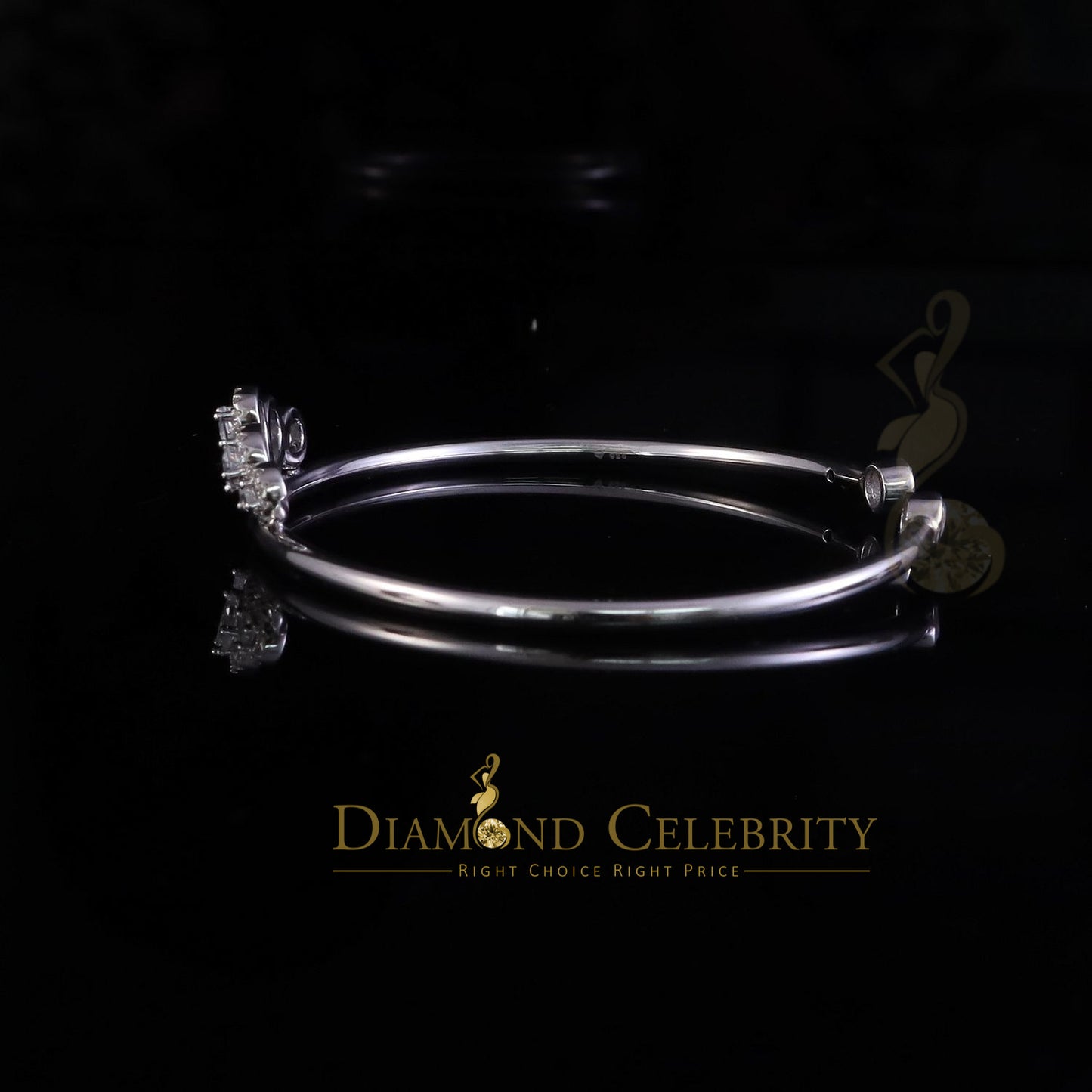 DiamondCelebritees 925 Sterling Silver Cubic Zirconia Stone Adjustable Crown White Bangle