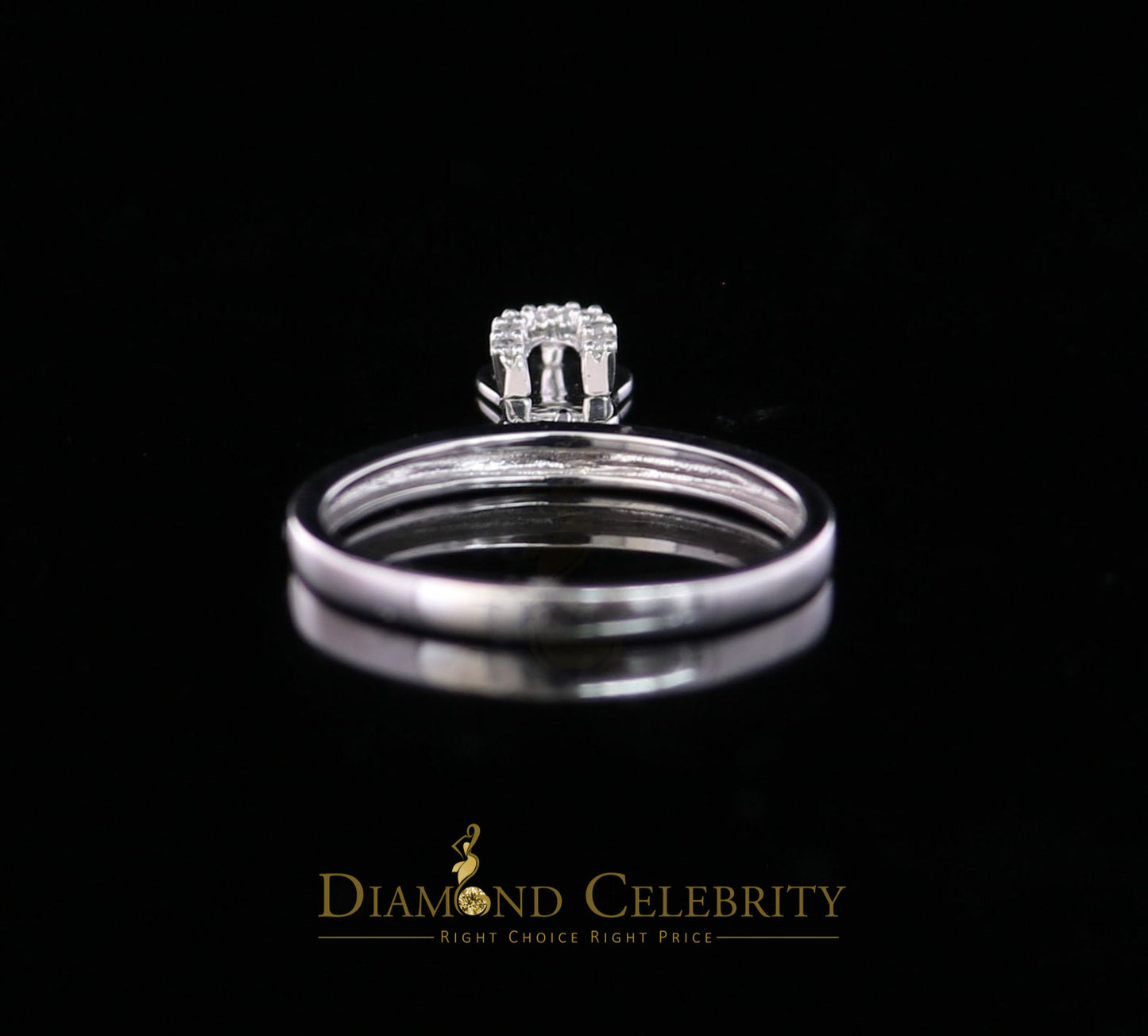 DiamondCelebritees Real 10kt White Gold with 0.08CT Real Diamond Slipper Style Style Ring size 7