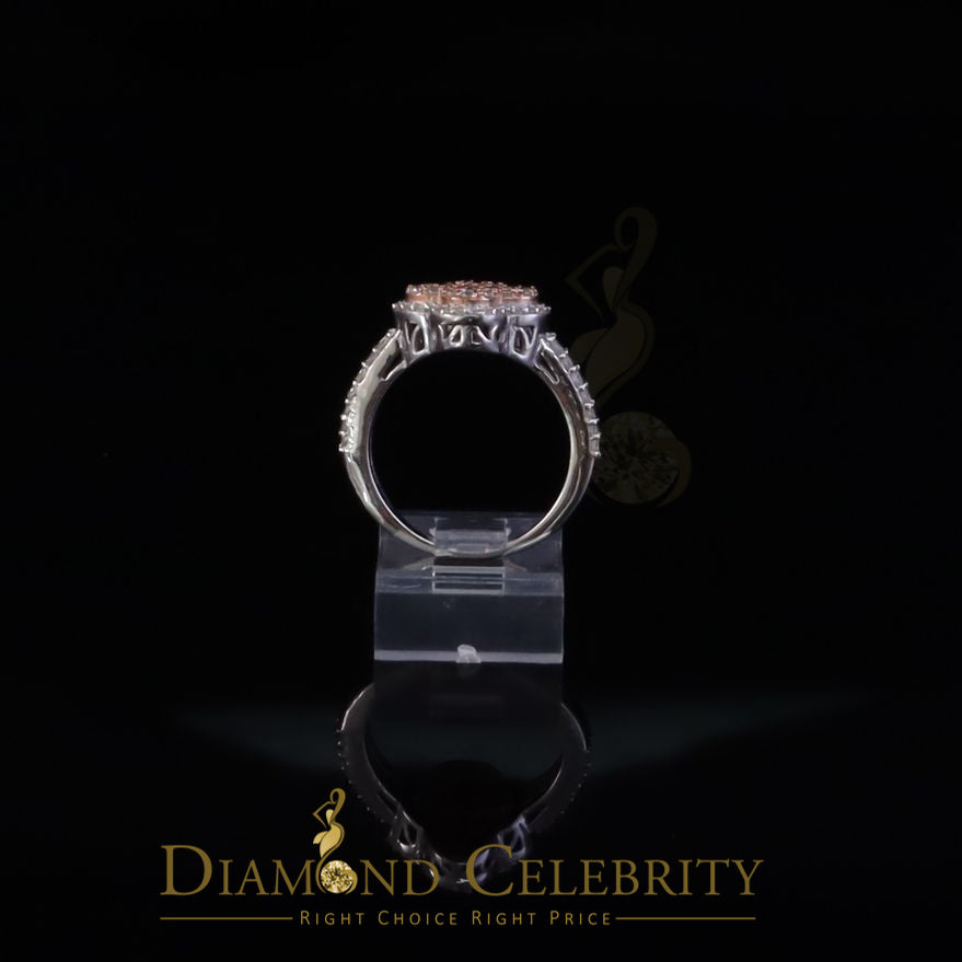 DiamondCelebritees 1.66ct VVS D Clr Clover Silver White Rose For Women's 925 Moissanite Ring Size7