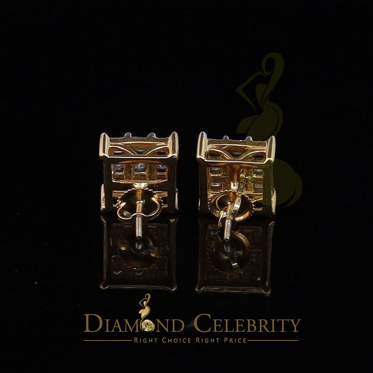 DiamondCelebritees 0.50ct Diamond 925 Sterling Silver Yellow For Men's / Women's Square Earrings