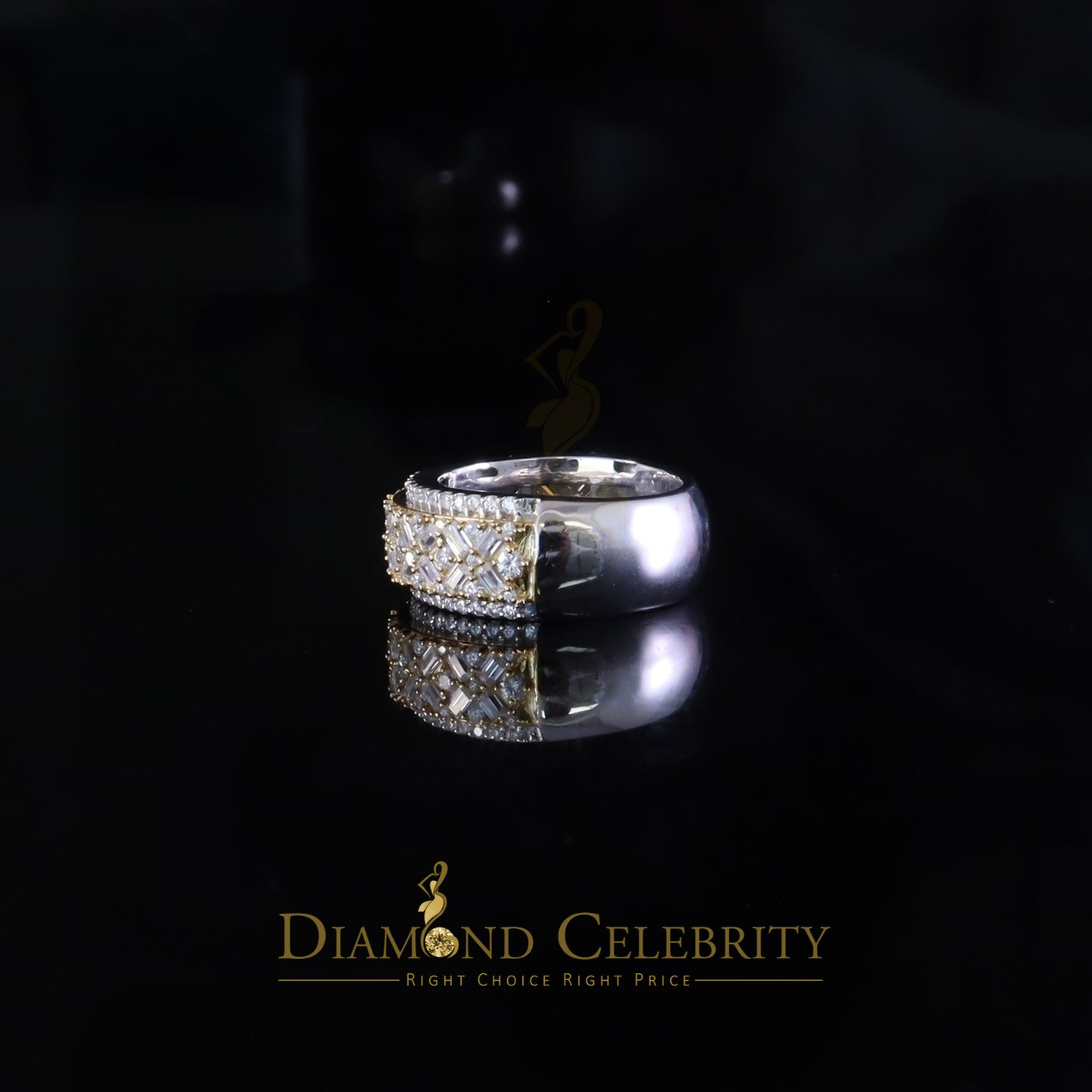 DiamondCelebritees White Size 8 Men/ Women925 Silver 2.50ct VVS 'D' Moissanite Baguette Band Ring