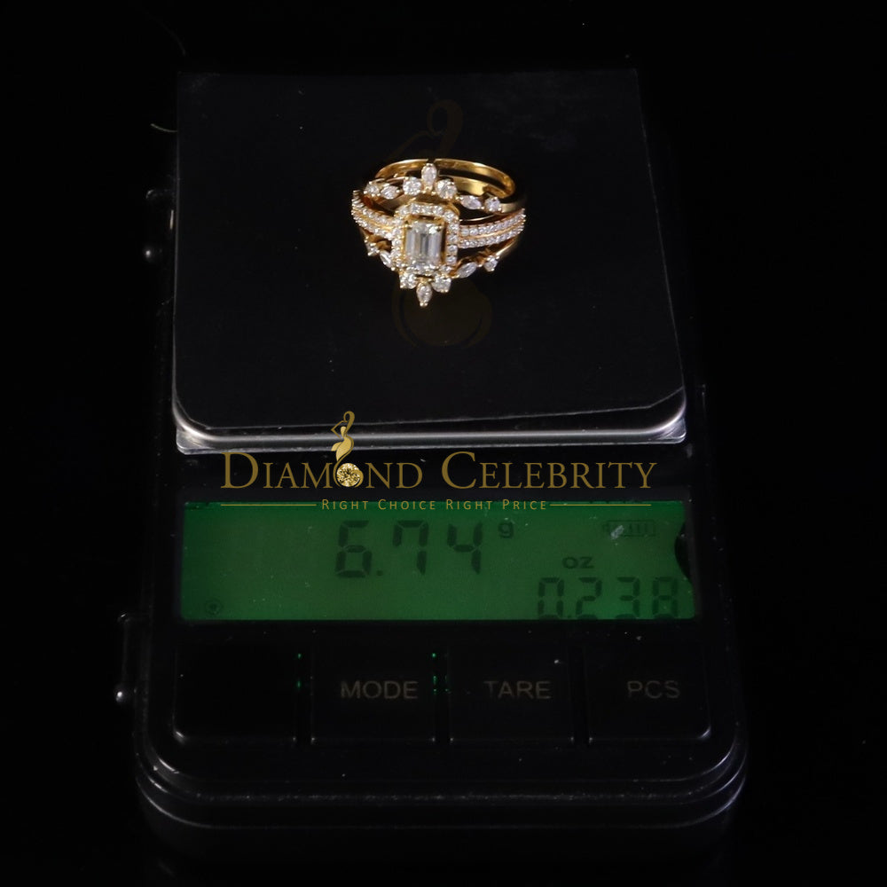 DiamondCelebritees Solitaire Enhancer Guard Wrap Ring Insert 2CT Moissanite 925 Silver Yellow SZ 7