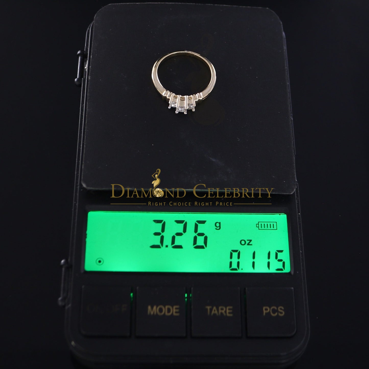 DiamondCelebritees Real 14kt Yellow Gold with 0.25CT Real Diamond Past Present Future Ring Size 7