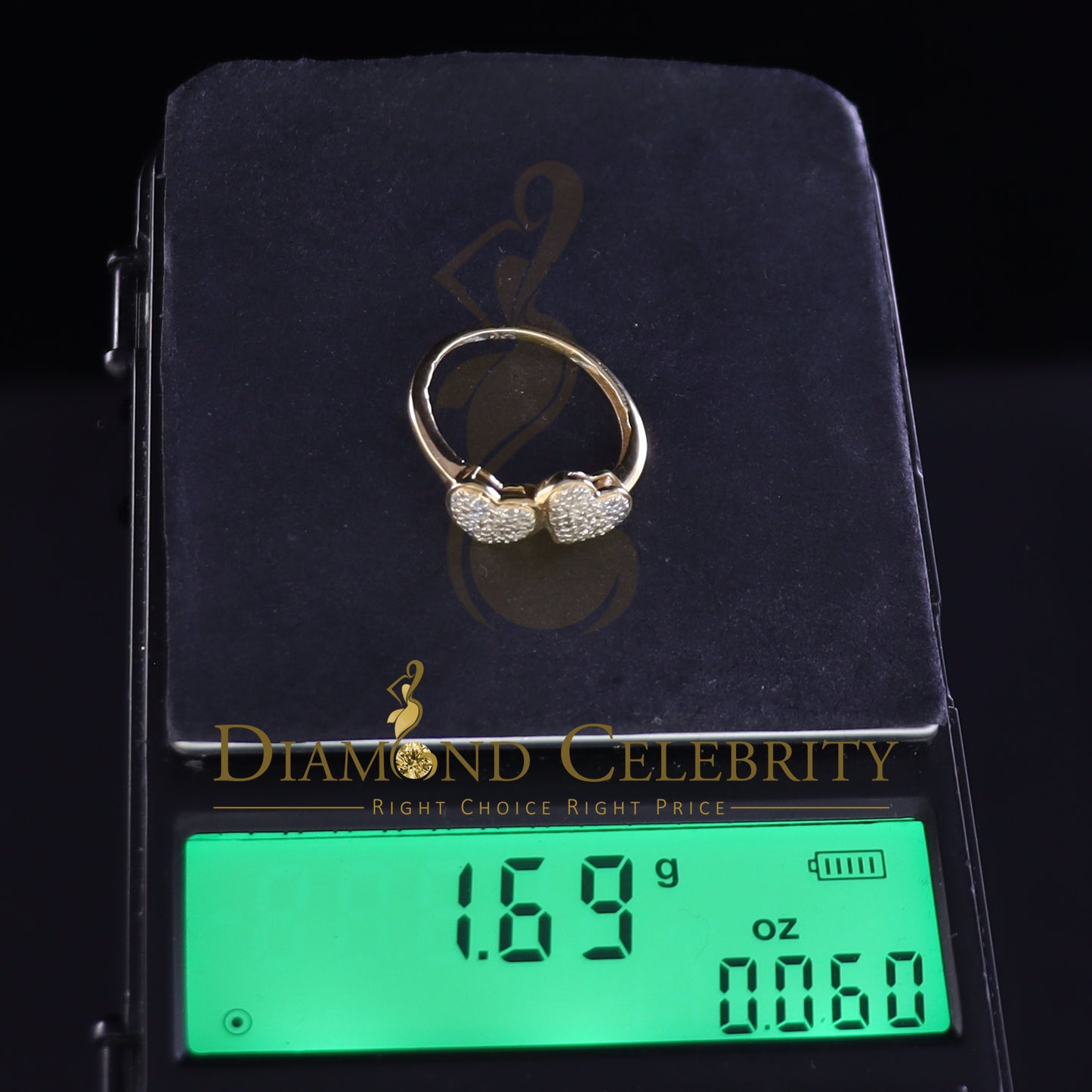 DiamondCelebritees Real Diamond 0.40 CT 925 Sterling SilverYellow Heart Shape Womens Ring Size7