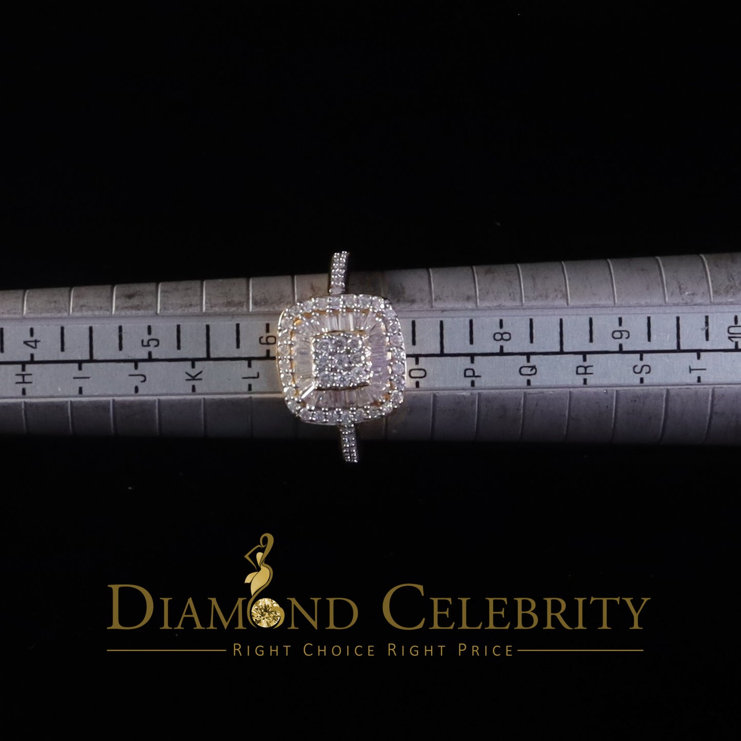 DiamondCelebritees Womens 925 Sterling Yellow Silver 1.00ct VVS 'D' Moissanite Square Rings Size 7