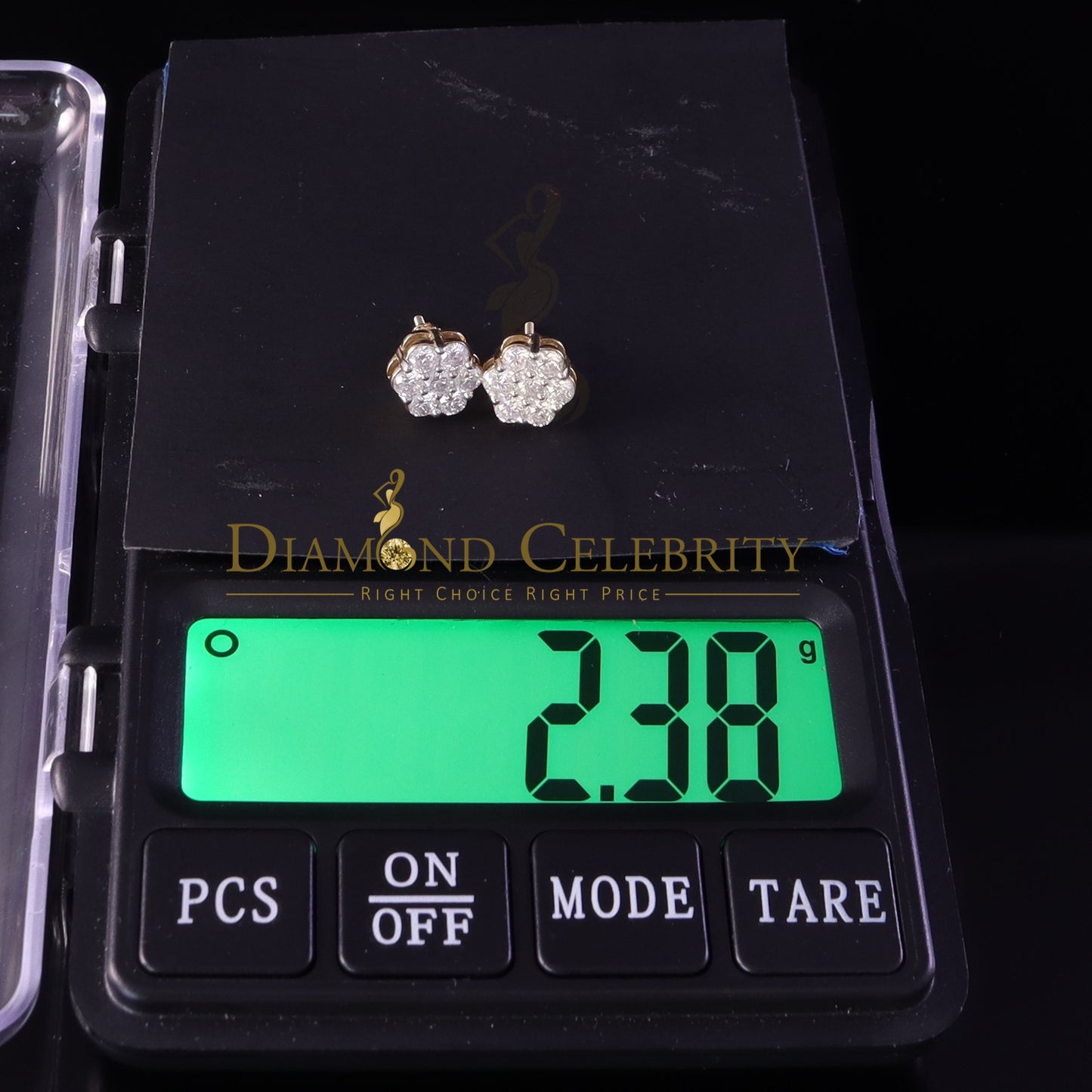 DiamondCelebritees Men's/Womens 925 Silver Yellow 1.66ct VVS 'D' Moissanite Floral Stud Earrings