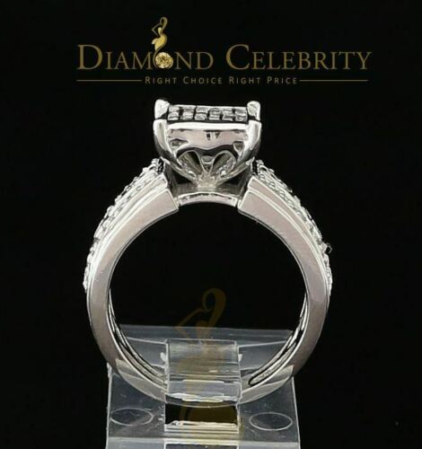 DiamondCelebritees Real Diamond 0.50 CT 925 Silver White Shiny Womens Square Engagement Ring Sz 8