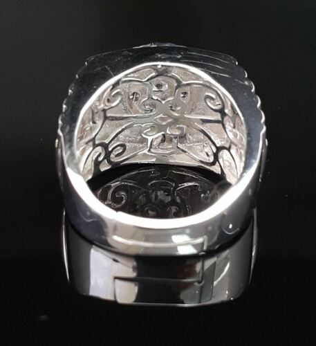 DiamondCelebritees Men's White Silver 1.80ct Round Cubic Zirconia Adjustable Ring From SZ 9 to 11