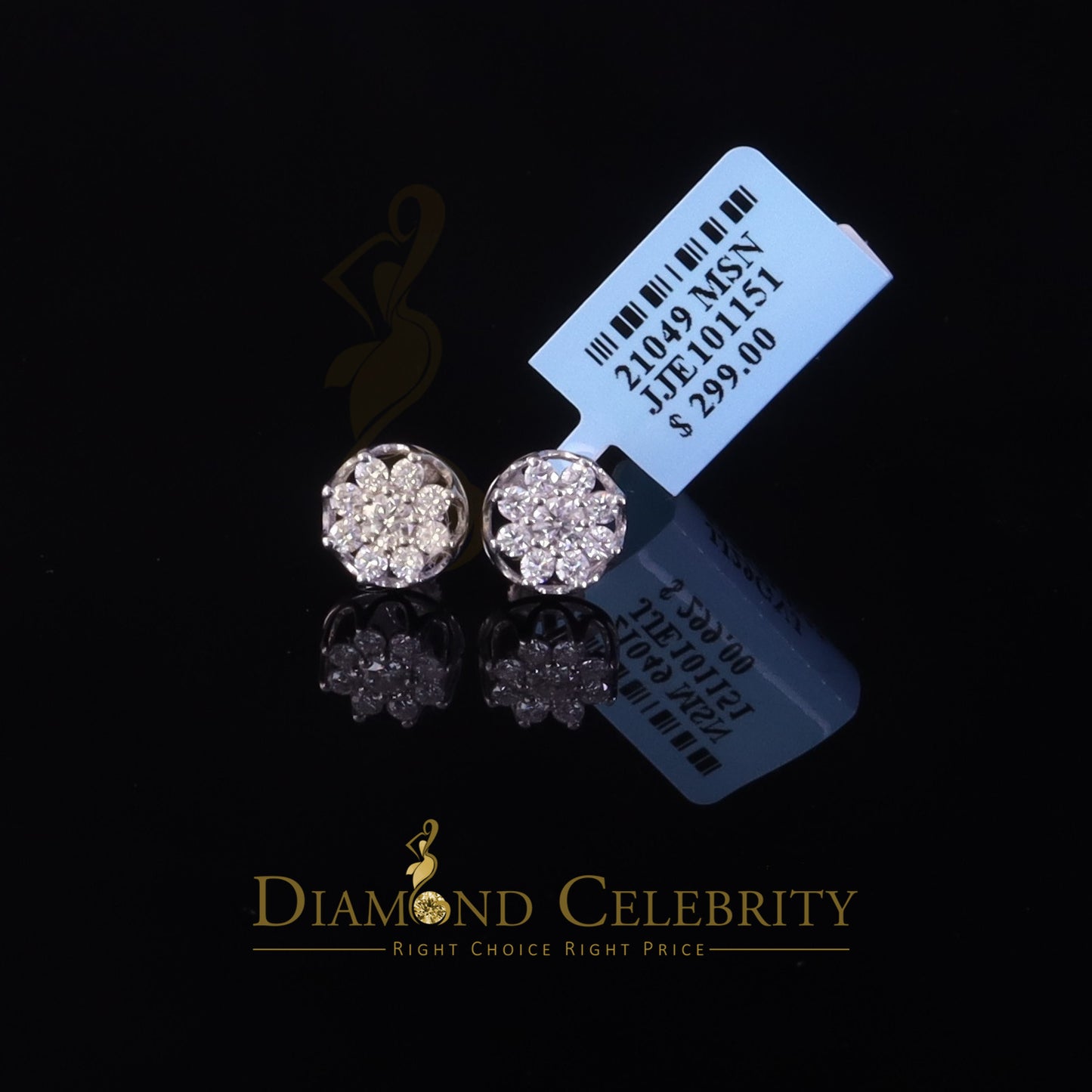 Diamondcelebritees Men's & Womens 925 Silver White 0.75ct VVS 'D' Moissanite Round Stud Earrings