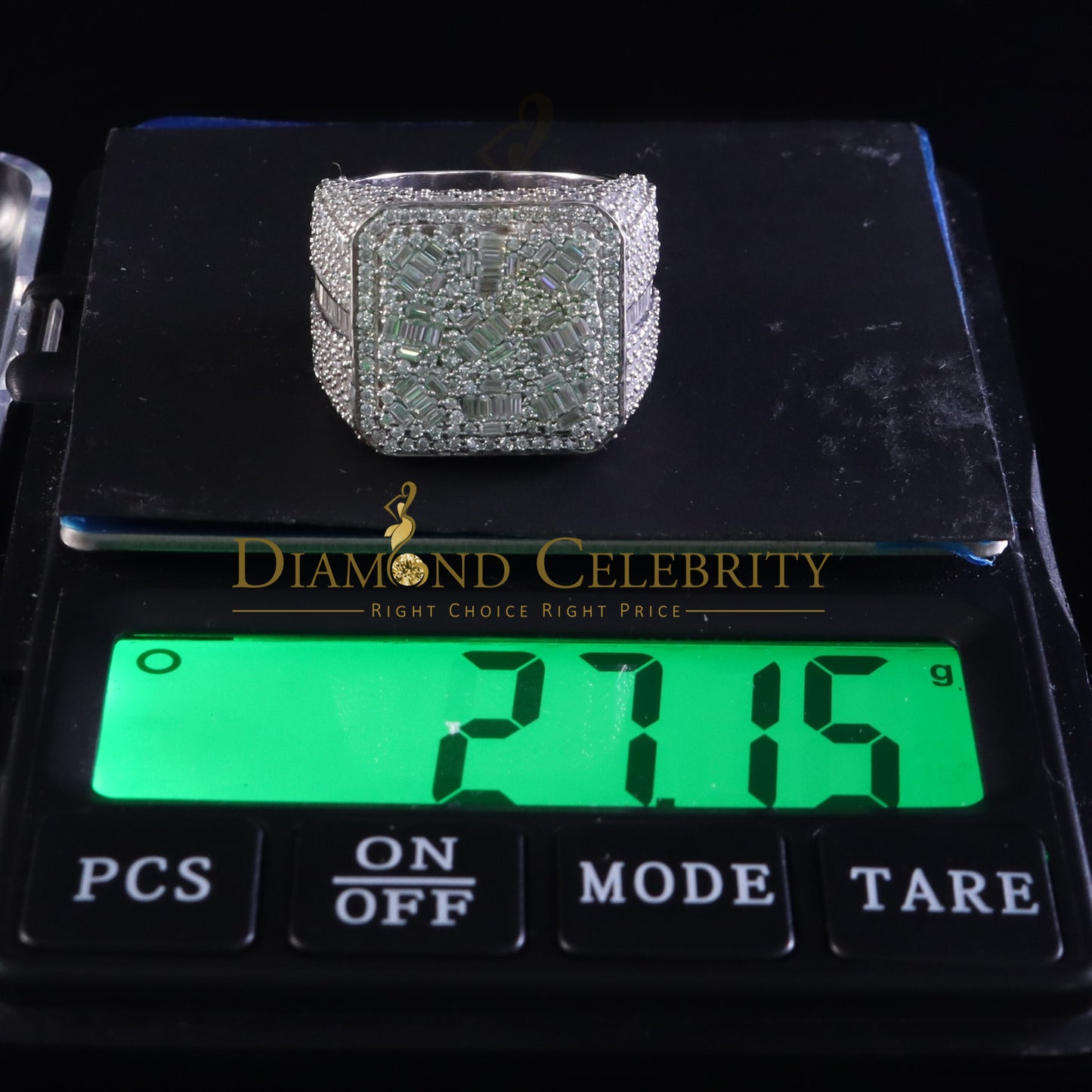 DiamondCelebritees Men's/Womens 6.50ct VVS 'D' Moissanite Stone White Silver Square Rings Size 10