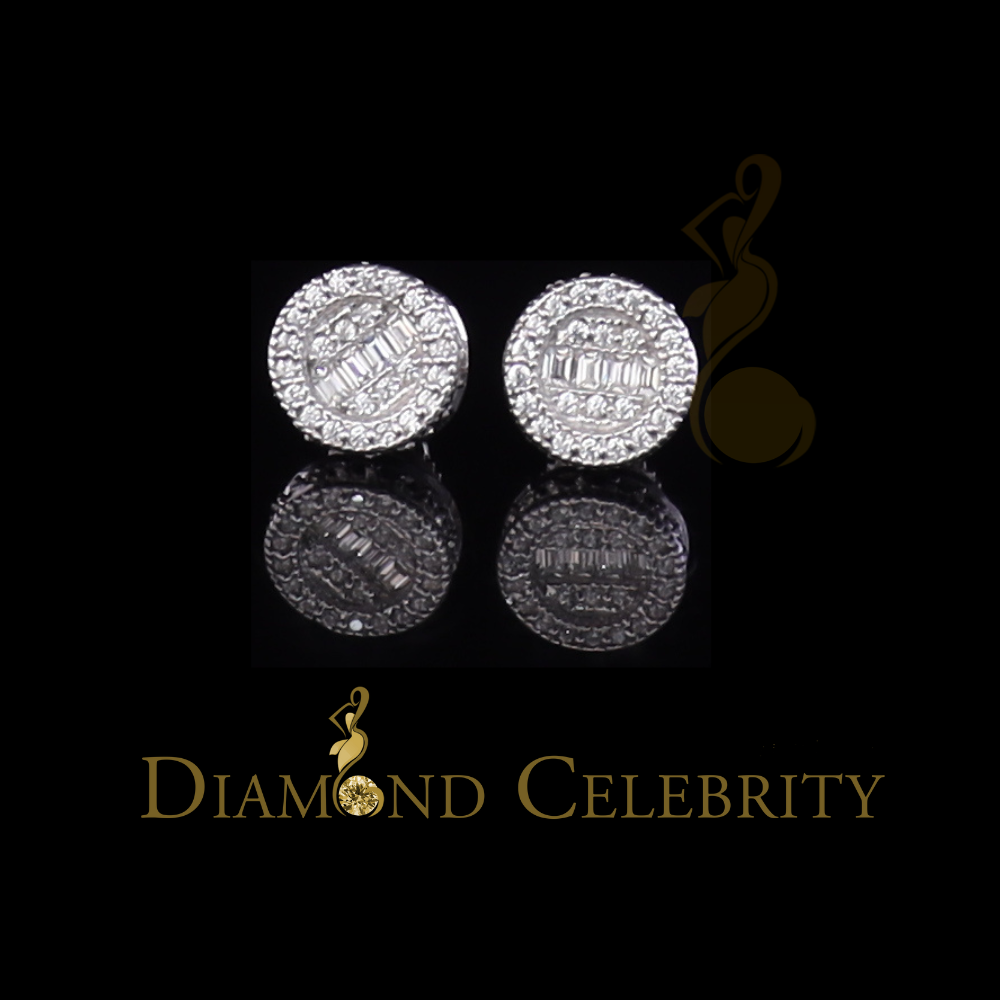 Diamondcelebritees 1.00ct VVS 'D' Moissanite Men's/Womens 925 Silver White Round Stud Earrings