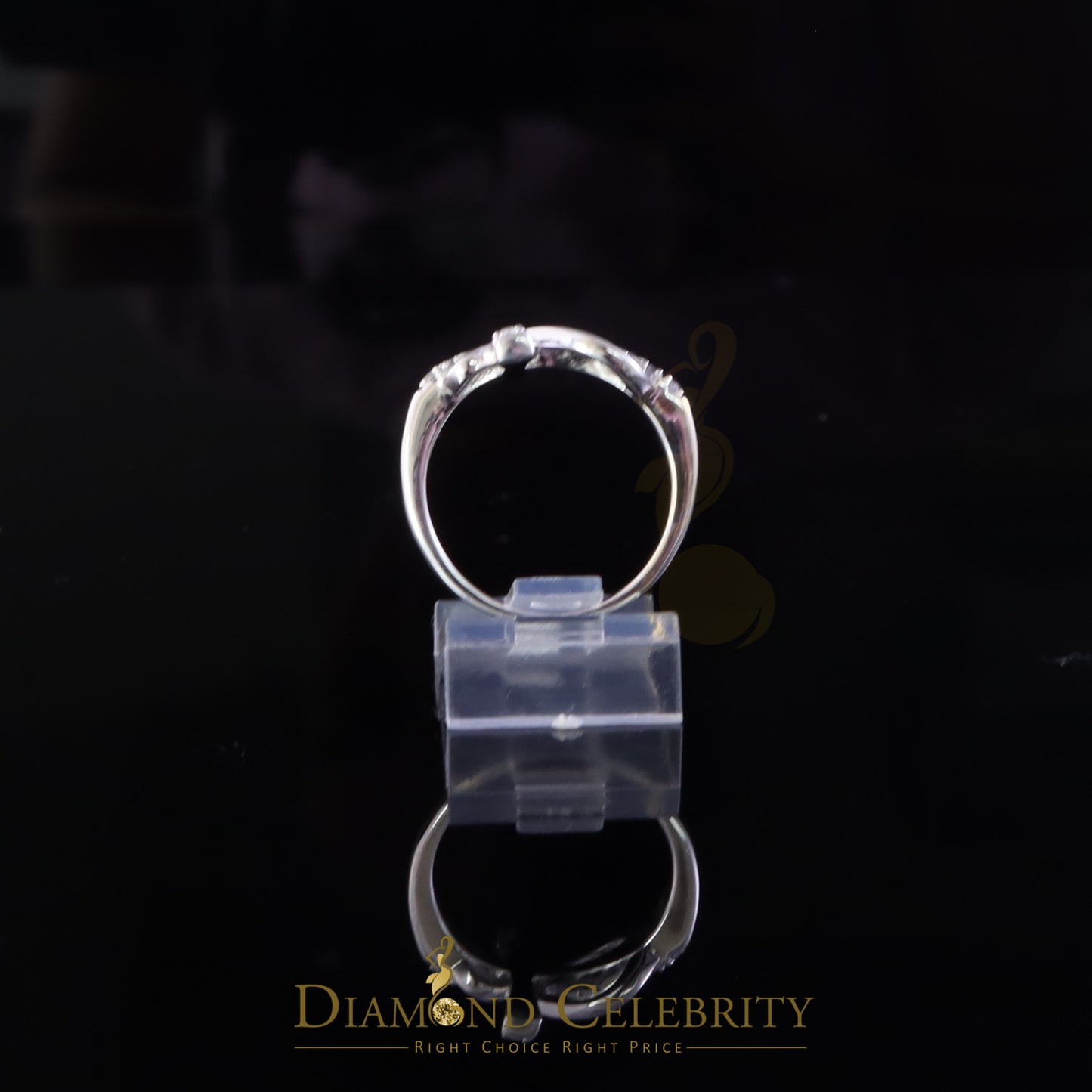 DiamondCelebritees 925 Sterling White Silver 0.20ct Cubic Zirconia Cross Shape Womens Ring Size 7