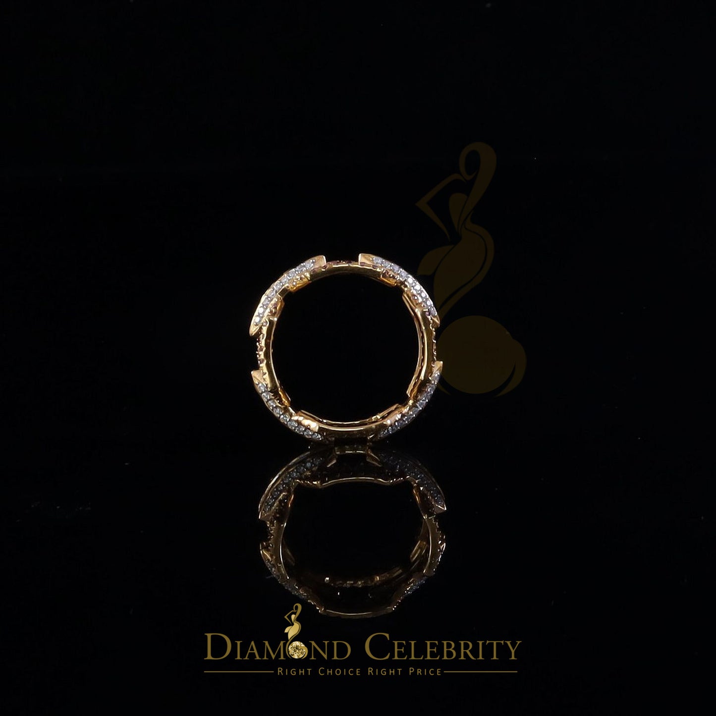 DiamondCelebritees 2.50CT Womens Pink Moissanite VVS D 925 Yellow Silver Baguette Eternity Ring Sz8