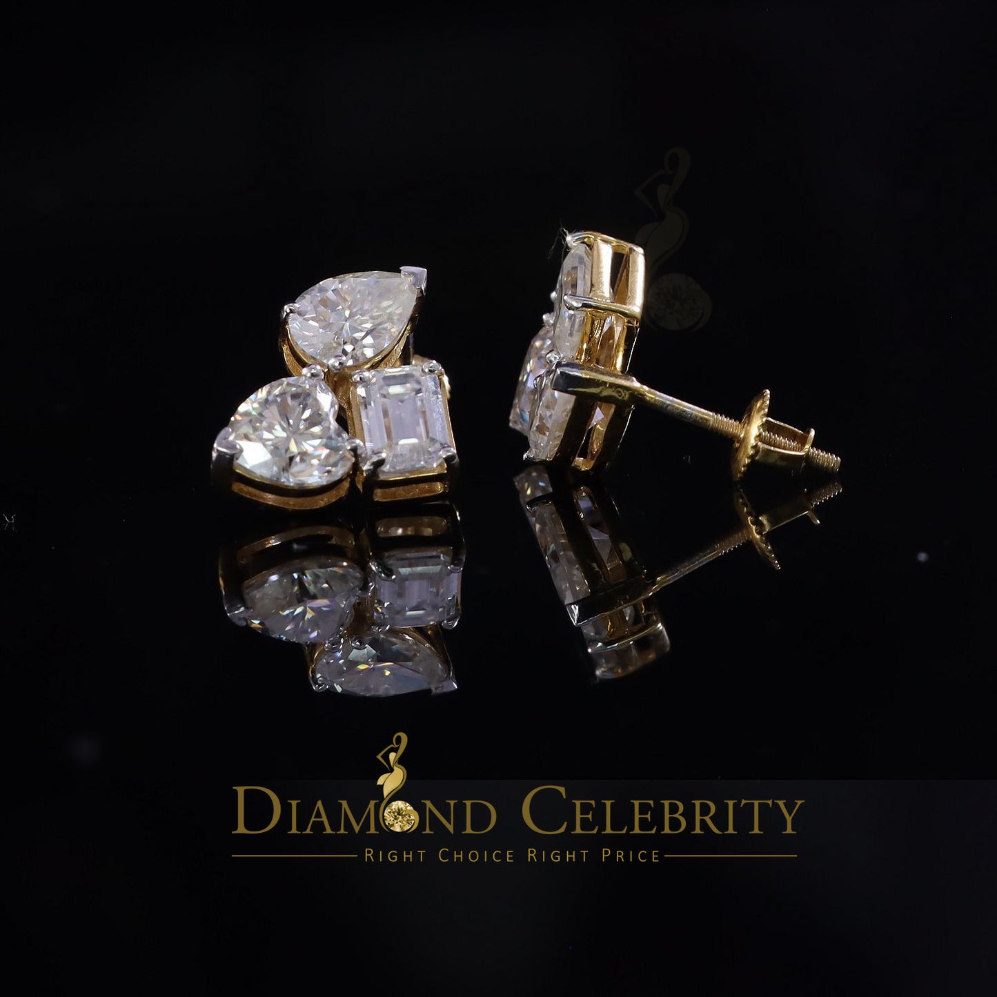 DiamondCelebritees New Classy 5.00CT VVS 'D' Moissanite 925 Silver Yellow Toi et Moi Women Earrings