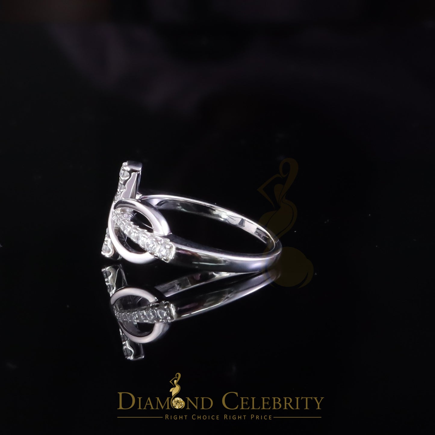 DiamondCelebritees 925 Sterling White Silver 0.20ct Cubic Zirconia Cross Shape Womens Ring Size 7