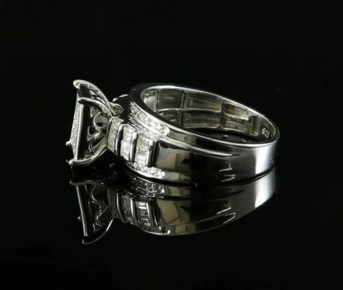 DiamondCelebritees Real Diamond 0.75 CT 925 Silver White Men's Engagement Square Rings Size 9