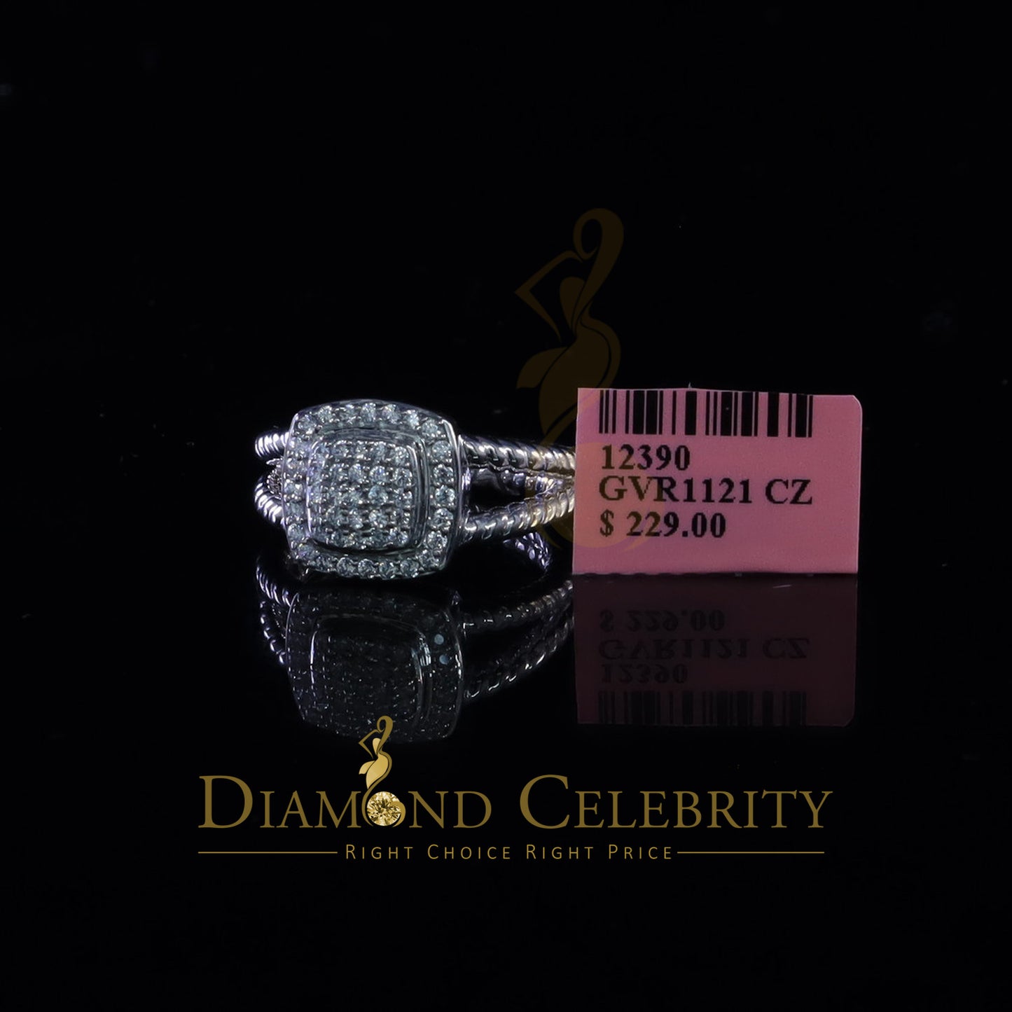 DiamondCelebritees 0.95ct Cubic Zirconia 925 Sterling White Silver Square Womens Ring Size 7.5