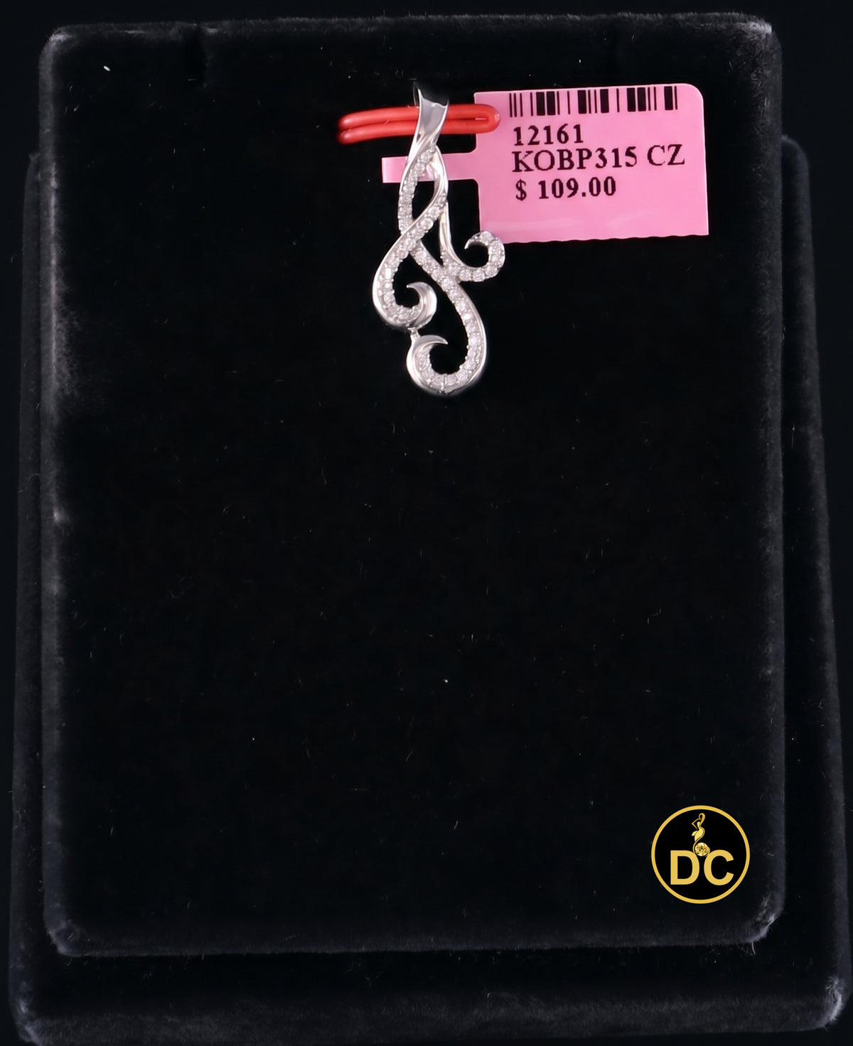 DiamondCelebritees 925 Sterling Silver 0.41ct Pave CZ Scroll White Flowing Swirl Fashion Pendant
