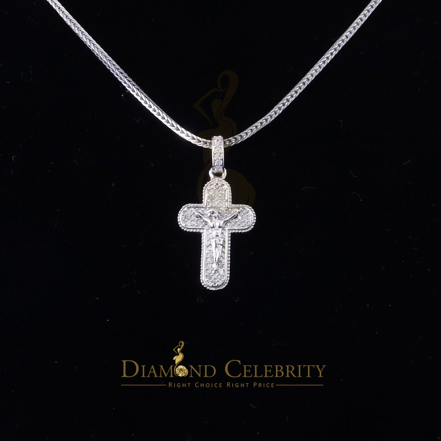 DiamondCelebritees Real 0.25ct Diamond Sterling Silver White Cross Pendant