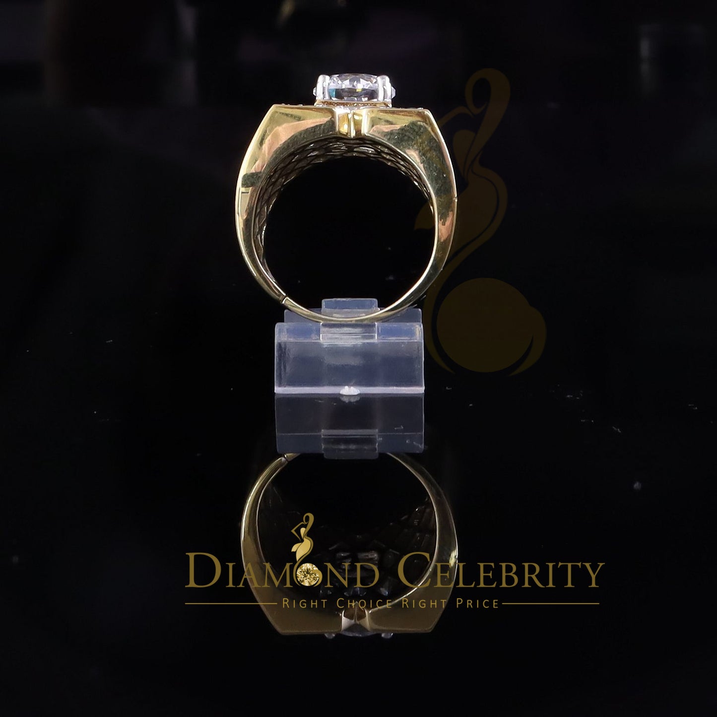 DiamondCelebritees 4.50ct Cubic Zirconia Yellow 925 Silver Men's Adjustable Ring SZ From 9 to 11
