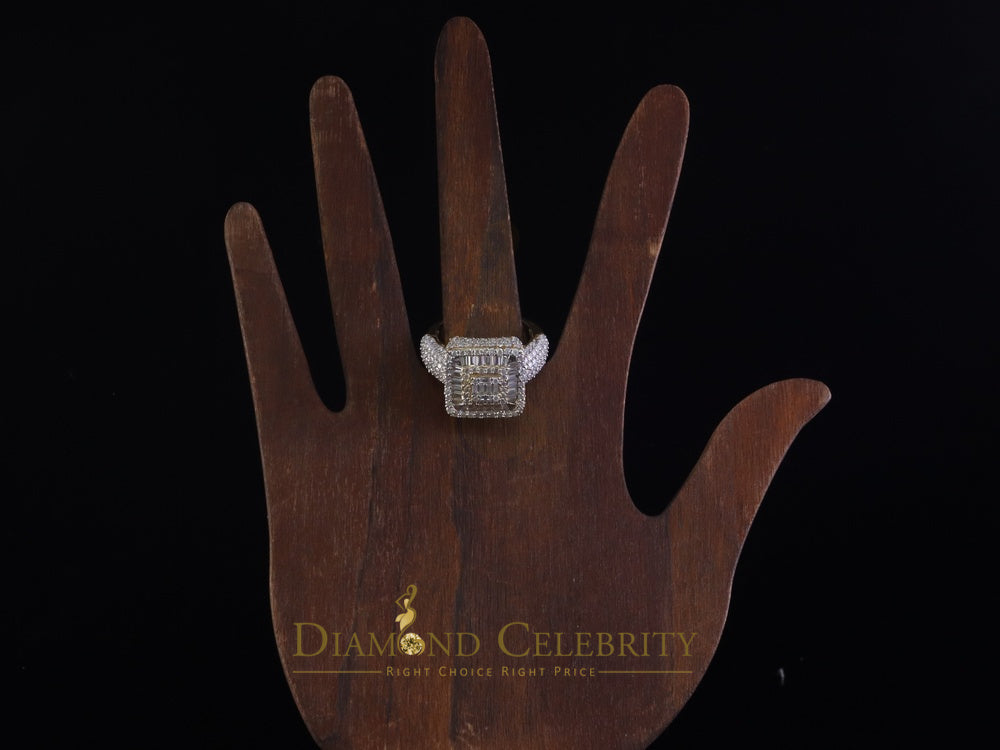 DiamondCelebritees Men's 925 Yellow 925 Silver 5.50ct VVS 'D' Moissanite Square Pinky Rings Size 10