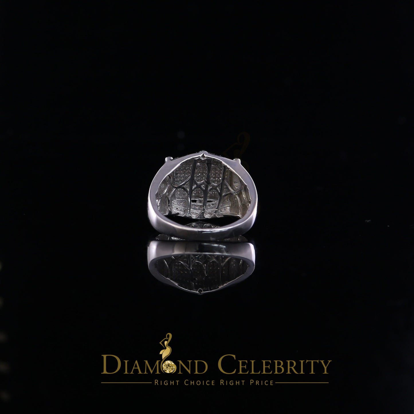 DiamondCelebritees Real Diamond 0.66 CT 925 Silver White Rectangle Engagement Men's Ring Size 11