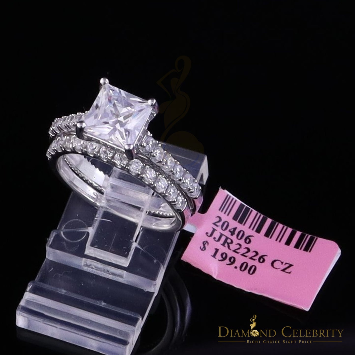 DiamondCelebritees 4.30ct White Cubic Zirconia 925 Sterling Silver Bridal Fashion Womens Ring SZ 7