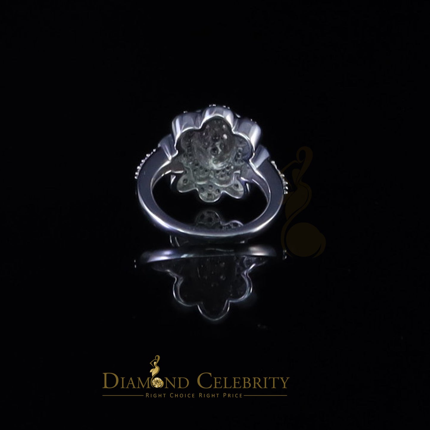 DiamondCelebritees 925 Sterling Silver White 2.10ct Cubic ZirconiaWide Flower Womens Ring Size7.5