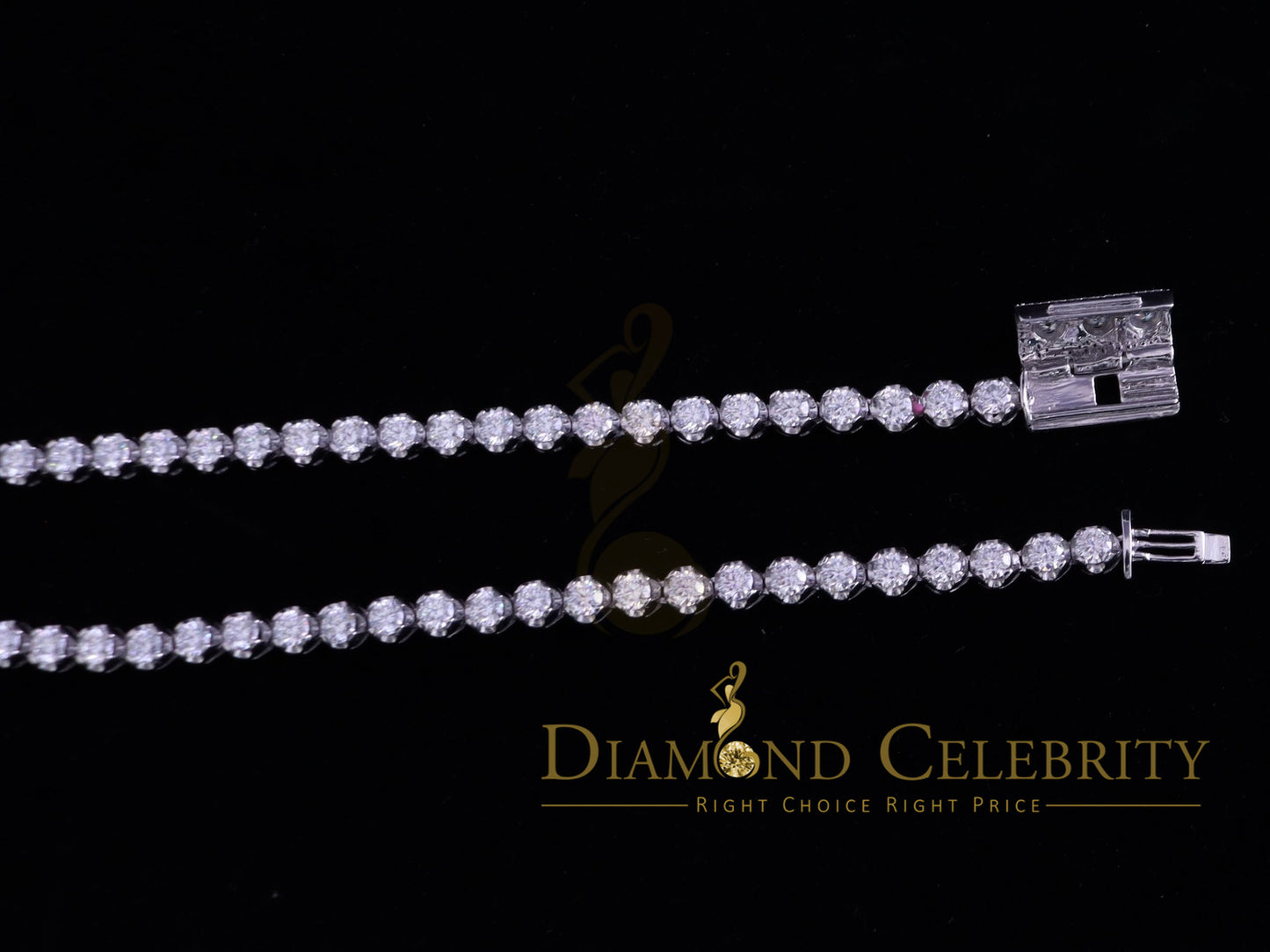 DiamondCelebritees 925 Silver White 20ct Moissanite Tennis Men's Necklace size 22inch & Width 6mm