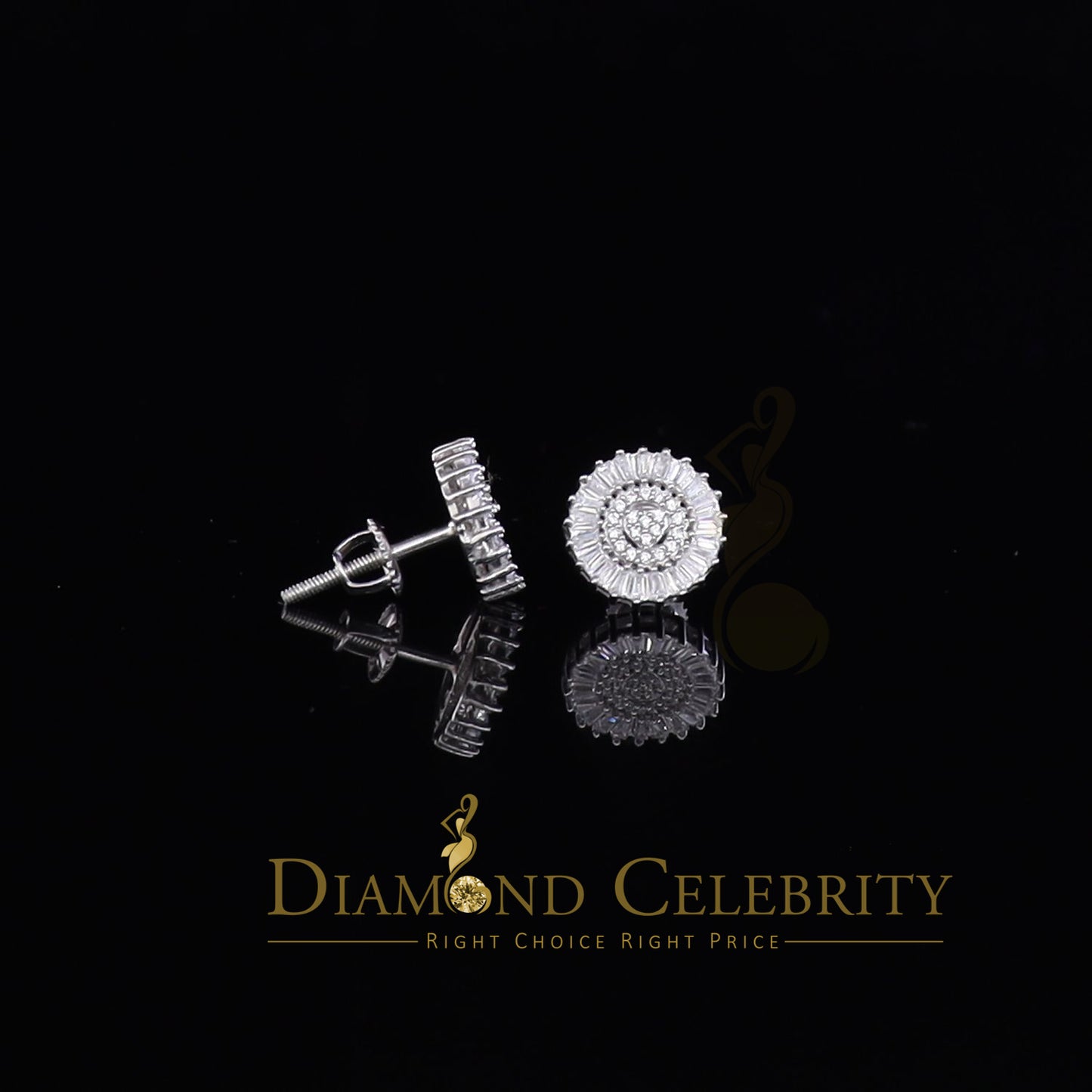 DiamondCelebritees White 925 Sterling Silver 0.24ct Cubic Zirconia For Women & Men Round Earrings