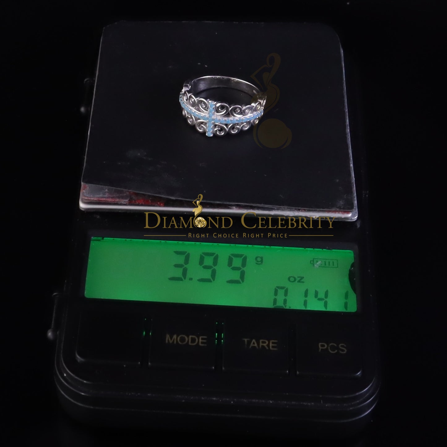 DiamondCelebritees 925 Sterling White Silver 0.50ct Cubic Zirconia Cross Shape Womens Ring Size 7