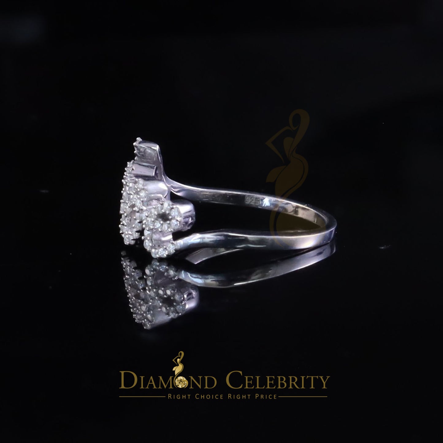 DiamondCelebritees 'Love' Rings SZ 7 for Women White 925 Sterling Silver 0.33ct VVS 'D' Moissanite