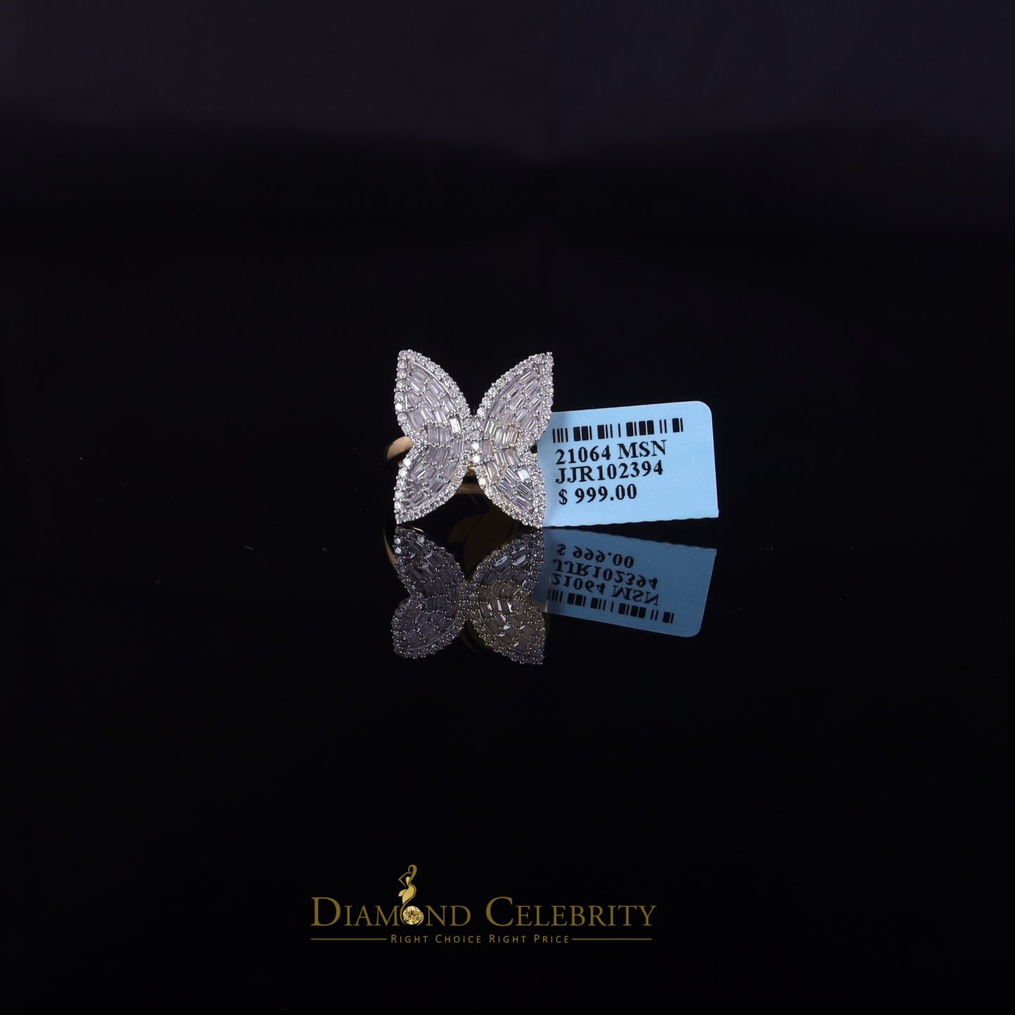 DiamondCelebritees Men's/Womens 925 Silver Yellow 1.50ct VVS 'D' Moissanite Butterfly Rings Size 7