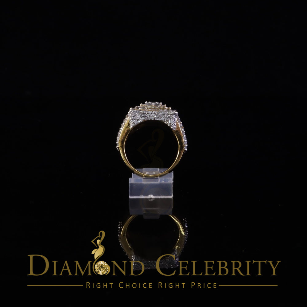 DiamondCelebritees 925 Yellow Silver 5.00ct VVS 'D' Moissanite Stone Men's for Square Rings Size 10