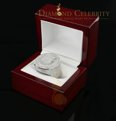 DiamondCelebritees White Sterling Silver11.50ct Cubic Zirconia Men's Adjustable Ring From SZ 9 to11