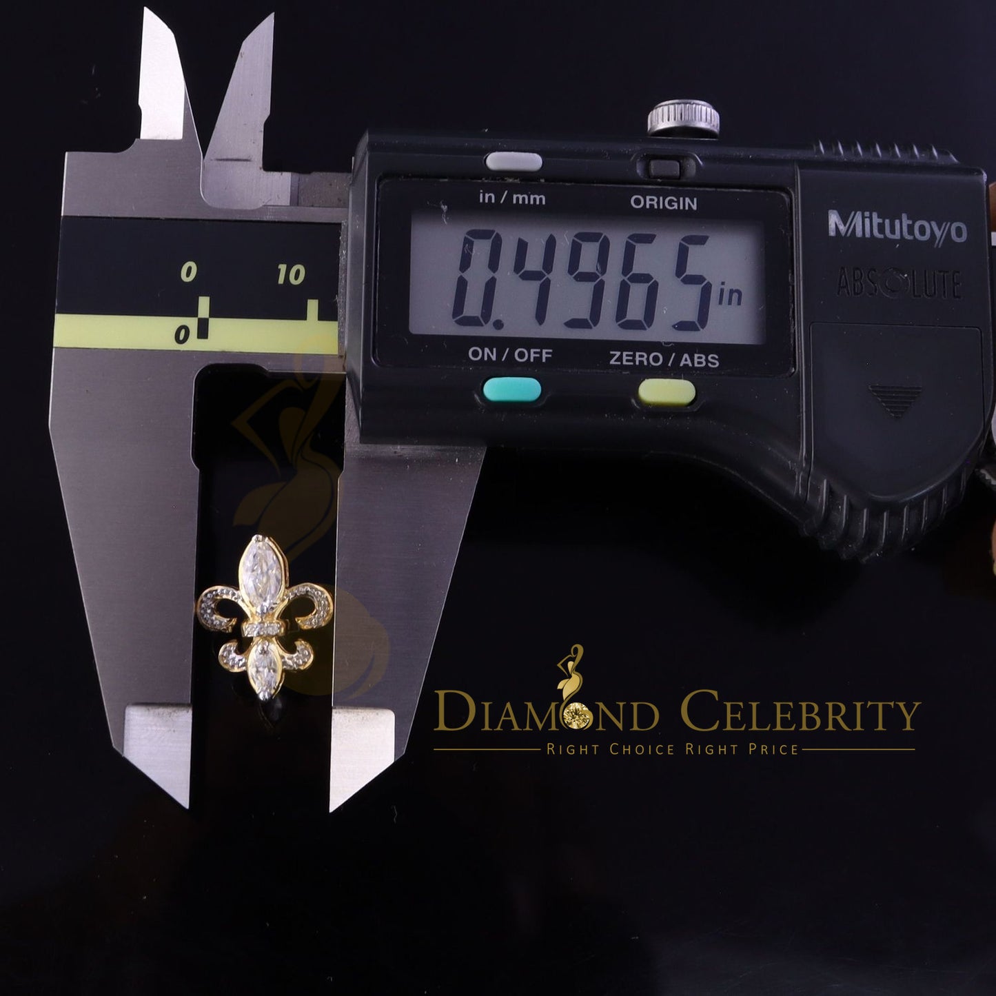 DiamondCelebritees 925 Yellow Silver Ladies Fleur de Lis Screw Back 2.43ct Cubic Zirconia Earrings