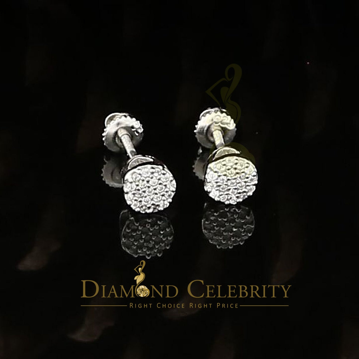 DiamondCelebritees White 925 Sterling Silver 0.76ct Cubic Zirconia Women's Hip Hop Round Earrings