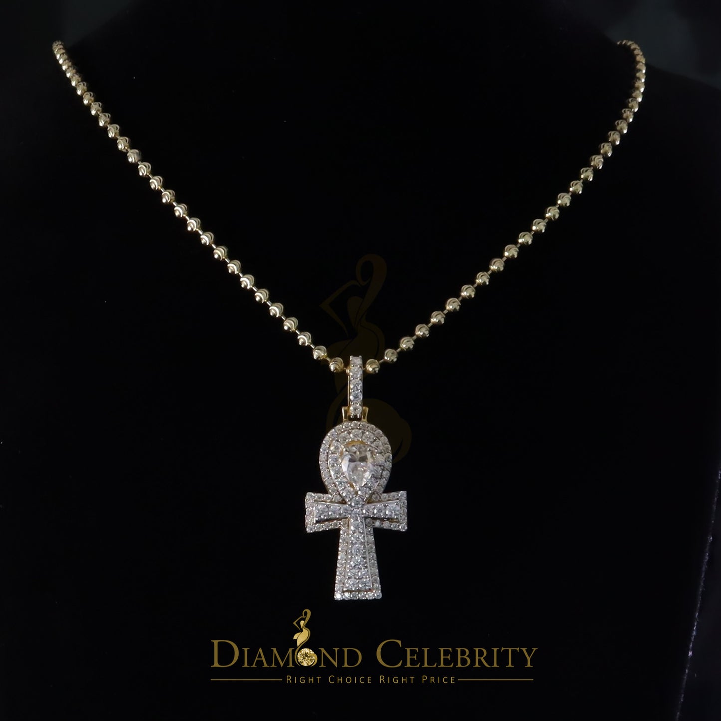 Diamondcelebritees New Ankh Pendant 925 Yellow Silver Sterling 3.50ct VVS D Moissanite Men's/Womens