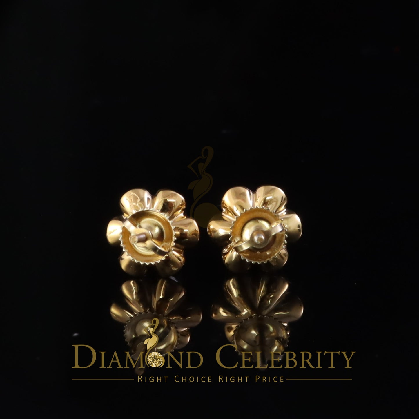 DiamondCelebritees 925Cubic Zirconia Round Shape Yellow Silver Buttercup Stud 1.00ct Earrings Women